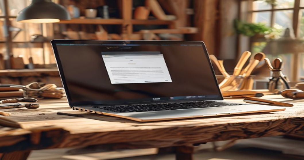 Ordinateur portable avec site internet artisan