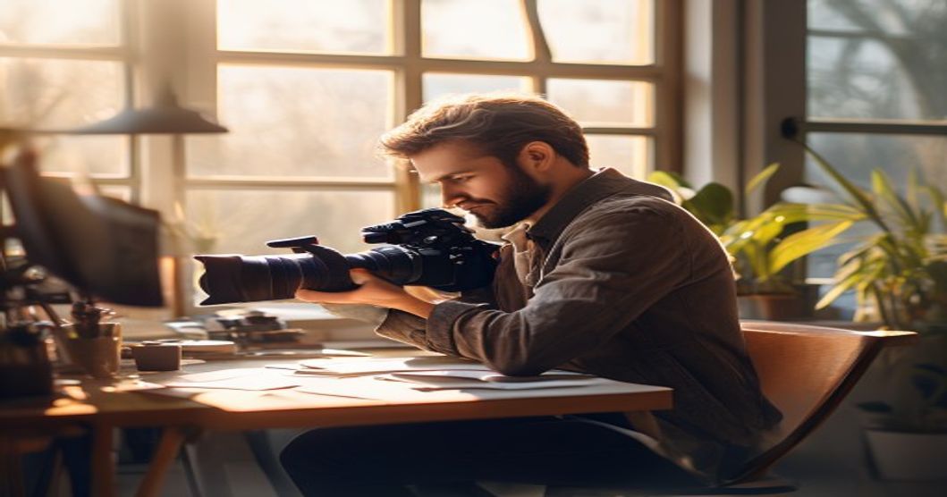 Photographe professionnel dans son studio