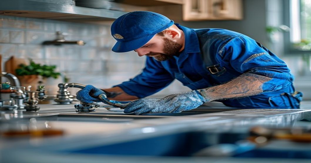 Plombier professionnel en intervention